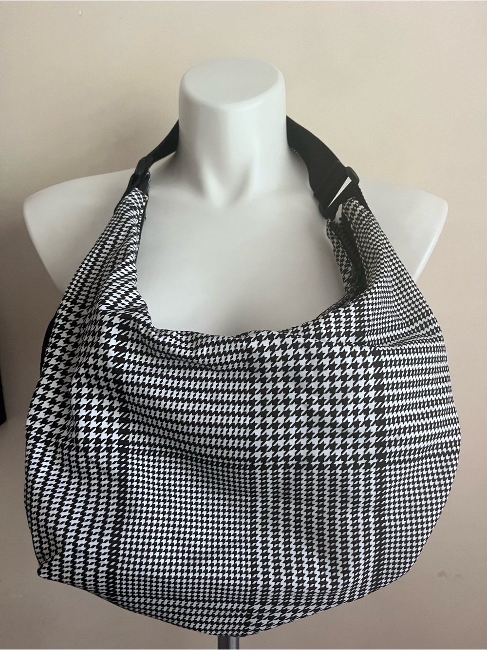 Vintage Y2K Ralph Lauren Houndstooth Hobo Black/White - Picture 2 of 4